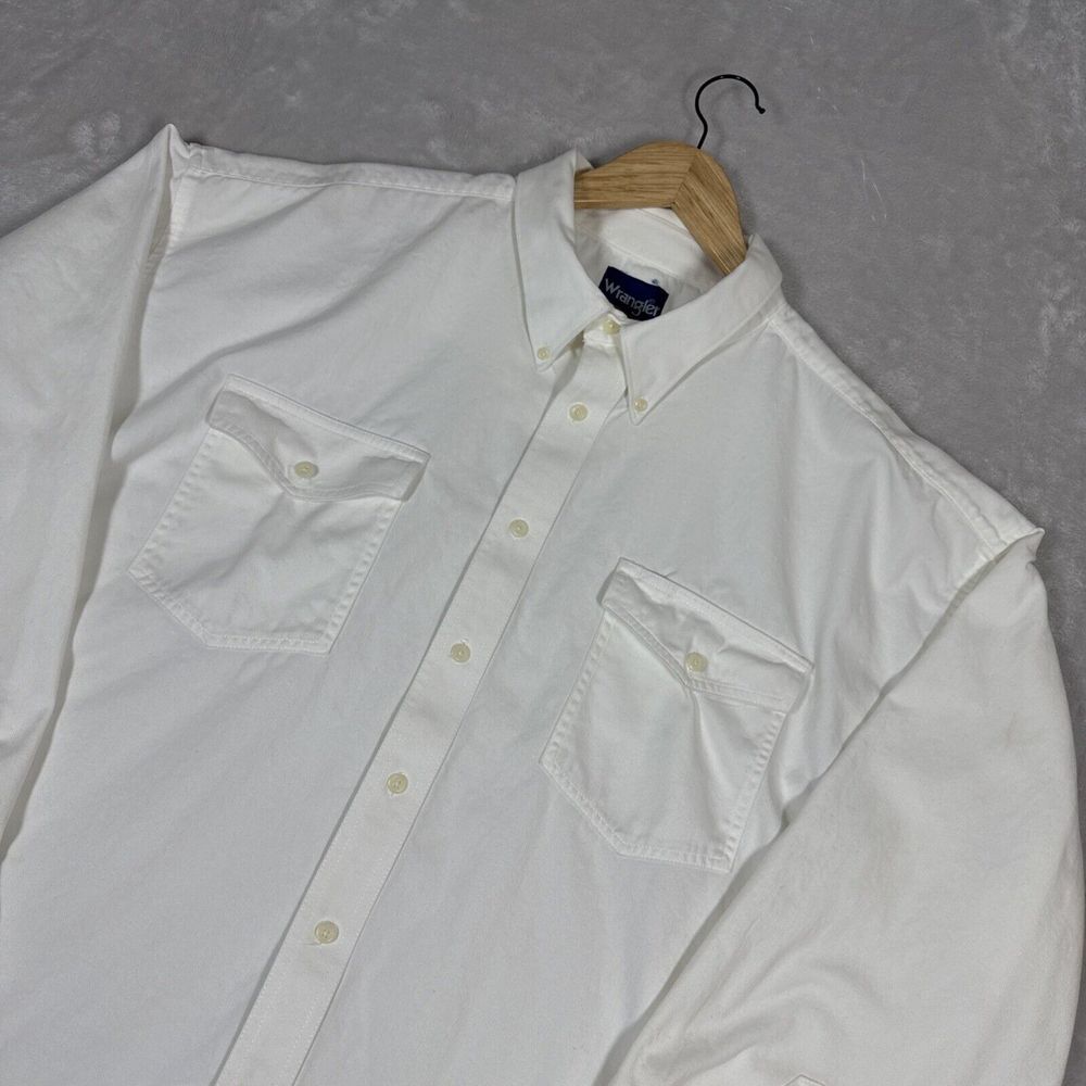 Vintage Wrangler Double‎ Breast Pocket Long Sleeve Thick White Size 3XL